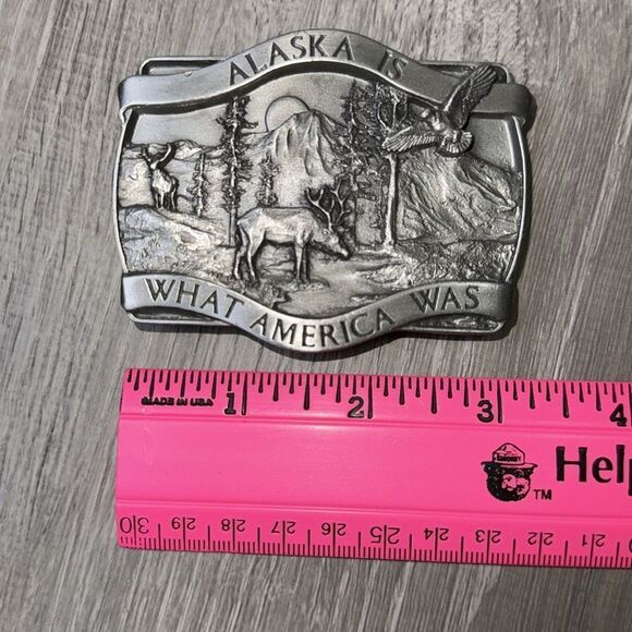 Bergamot Alaska is what America was  brass belt buckle - Picture 3 of 4